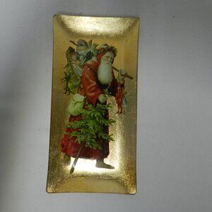 Fringe Studio Old World Santa Trinket dish tray Christmas Decor 9 x 4.5 NEW NWT